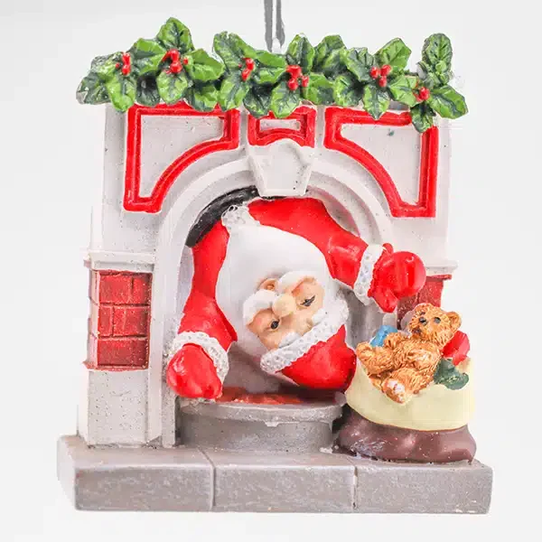 Santa Fireplace Hanging Ornament