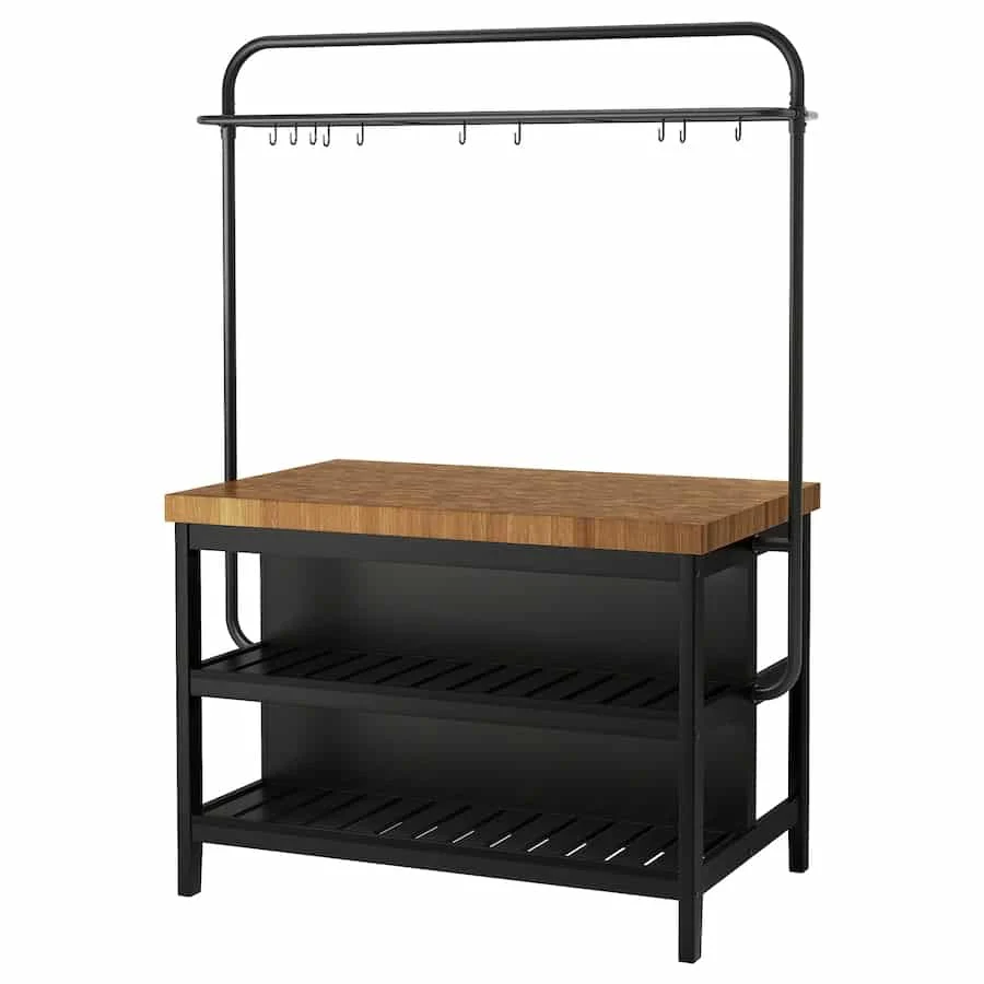 Kitchen island with rack