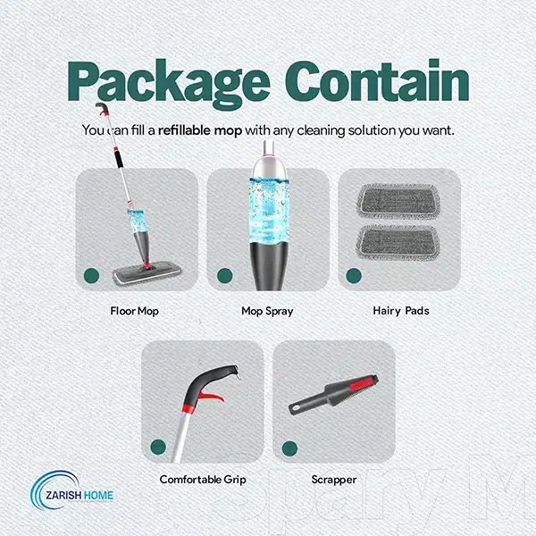 Zarish Home Spray Mop with 800ml Refillable - Image 7