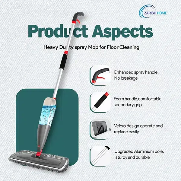 Zarish Home Spray Mop with 800ml Refillable - Image 6